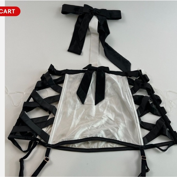 New! Victoria’s Secret black and white Bow Topped Playsuit Lingerie NWT small - Picture 6 of 9